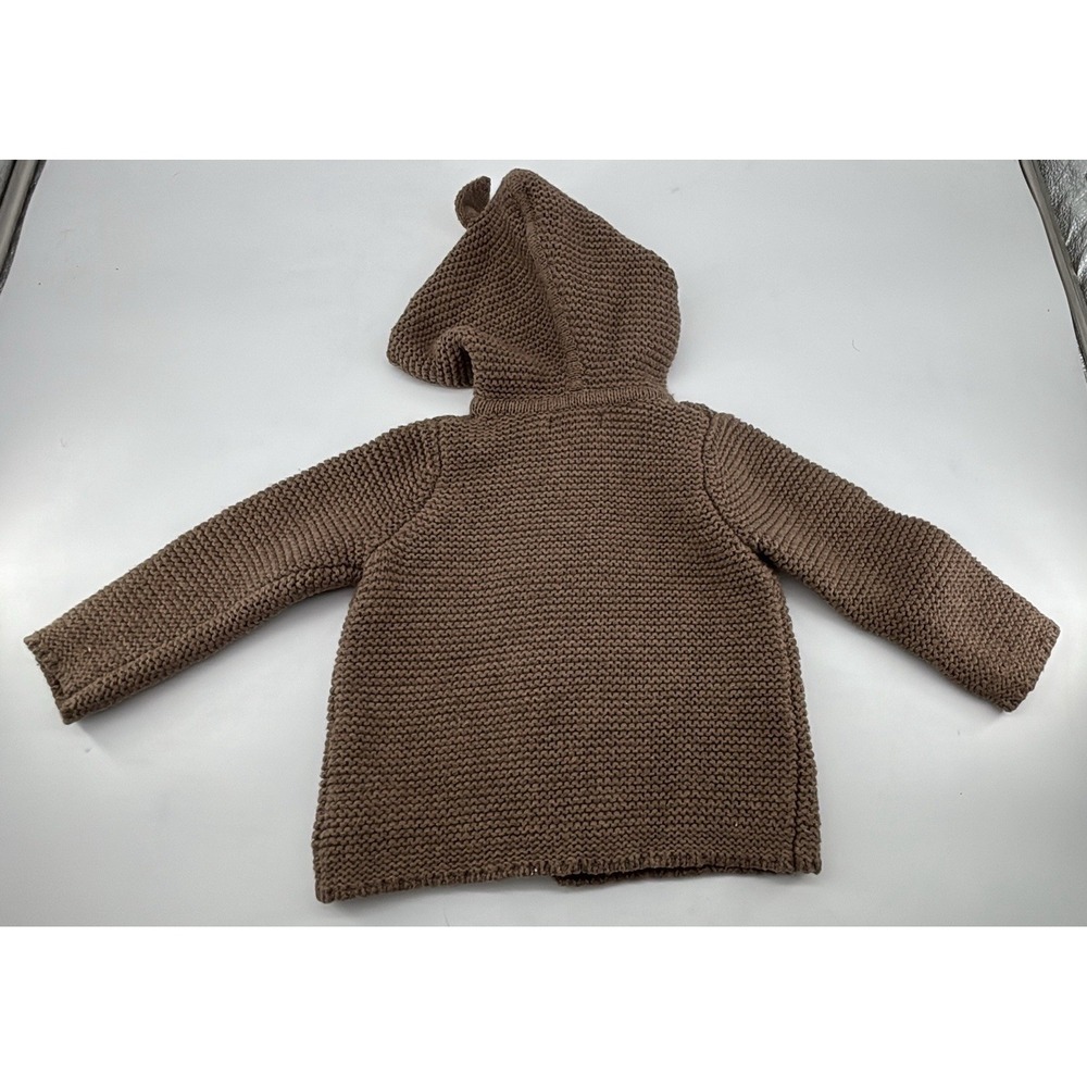 Baby Boden Brown Fox Applique Hooded Cotton Blend Knit Sweater-6-12 Months - Picture 7 of 8